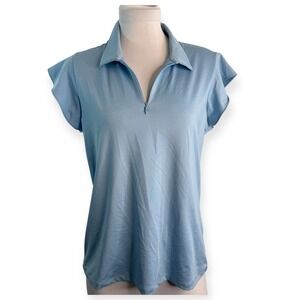 Laura Ashley Golf & Tennis Blue Short‎ Sleeve Polo Shirt Large NWOT